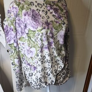 Time And True Purple Floral and Leopard Print Top